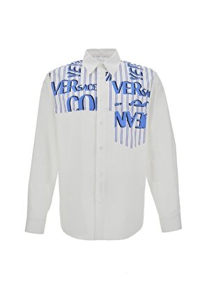 Versace Jeans Couture Slim Fit Gömlek Yaka Beyaz Erkek Gömlek 74GAL215N0132003