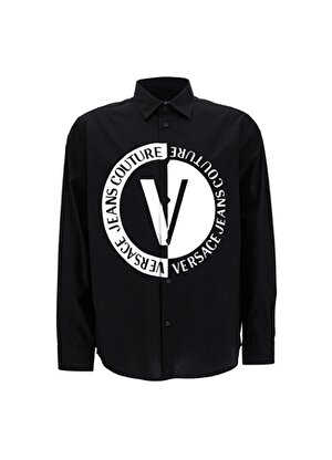 Versace Jeans Couture Slim Fit Gömlek Yaka Siyah Erkek Gömlek 74GALYR0CN002899