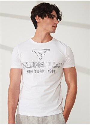 Fred Mello Bisiklet Yaka Beyaz Erkek T-Shirt FM23S01TGWHITE