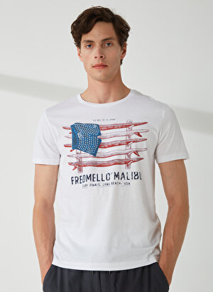 Fred Mello Bisiklet Yaka Beyaz Erkek T-Shirt FM23S22TGWHITE