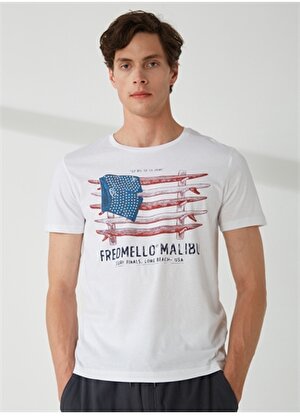 Fred Mello Bisiklet Yaka Beyaz Erkek T-Shirt FM23S22TGWHITE