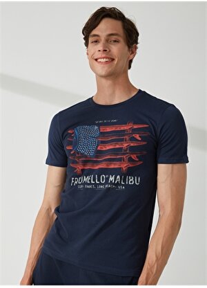 Fred Mello Bisiklet Yaka Mavi Erkek T-Shirt FM23S22TGBLUE