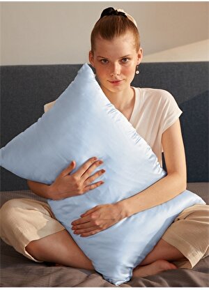 Beauty Pillow %100 İpek Yastık Kılıfı Mavi Renk (Standart 50x70cm)