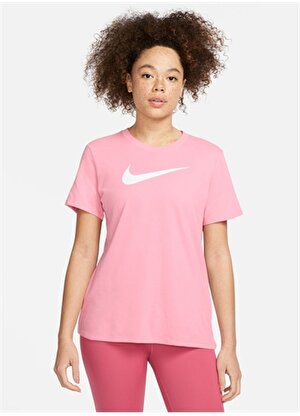 Nike Kırmızı - Pembe Kadın Yuvarlak Yaka T-Shirt FD2884-611 W NK DF TEE SWOOSH 
