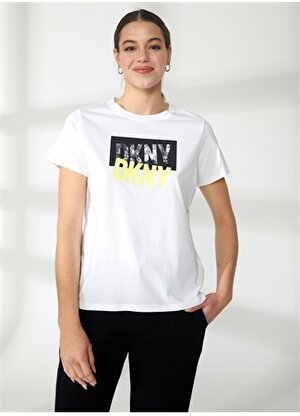 Dkny Jeans Bisiklet Yaka Baskılı Beyaz Kadın T-Shirt DP2T9243