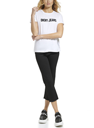Dkny Jeans Bisiklet Yaka Düz Beyaz Kadın T-Shirt E31FUDNA