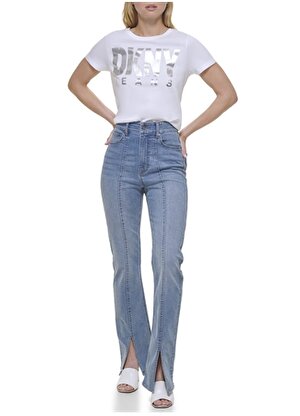 Dkny Jeans Bisiklet Yaka Baskılı Beyaz Kadın T-Shirt E31HDDNA