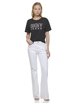 Dkny Jeans Bisiklet Yaka Baskılı Siyah Kadın T-Shirt E31FMQ1Q