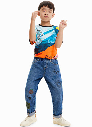 Desigual Normal Bel Açık Mavi Erkek Çocuk Denim Pantolon 23SBDD02