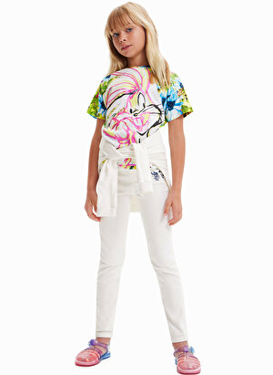 Desigual Pink Panther Baskılı Beyaz Kız Çocuk T-shirt