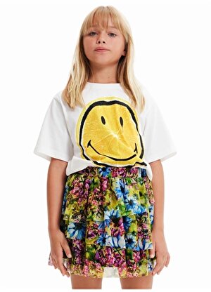 Desigual Baskılı Beyaz Kız Çocuk T-Shirt 23SBTK11