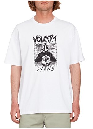 Volcom Beyaz Erkek Bisiklet Yaka  T-Shirt A4312304_Volcom Edener Lse Wht 