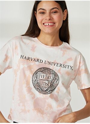 Never Say Never Harvard Baskılı Pembe Kadın T-Shirt BYL3026 