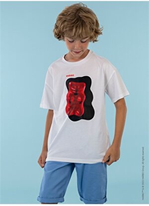 Haribo Baskılı Beyaz Erkek Çocuk T-Shirt HRBTXT010