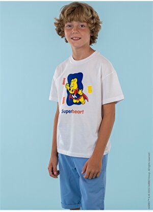 Haribo Baskılı Beyaz Erkek Çocuk T-Shirt HRBTXT108