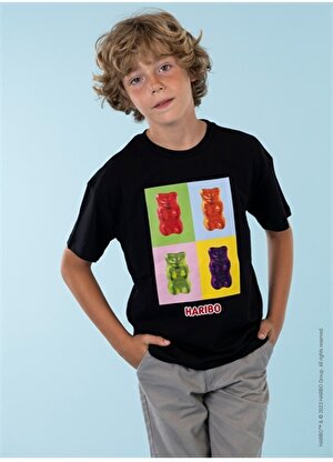 Haribo Baskılı Siyah Erkek Çocuk T-Shirt HRBTXT011