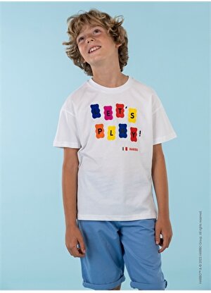 Haribo Baskılı Beyaz Erkek Çocuk T-Shirt HRBTXT104