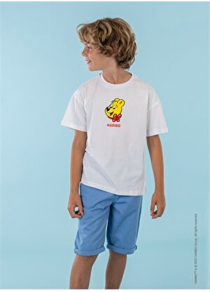 Haribo Baskılı Beyaz Erkek Çocuk T-Shirt HRBTXT109
