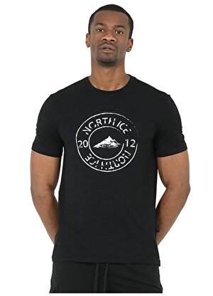 North Ice Bisiklet Yaka Düz Siyah Erkek T-Shirt NI23003