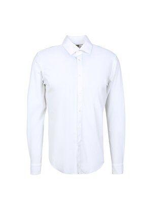AT.P.CO Slim Fit Düğmeli Yaka Beyaz Erkek Gömlek A266CARLST98-