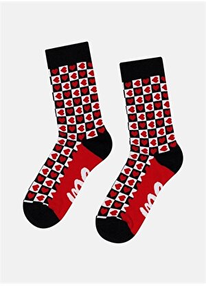 Cozzy Socks 1 Adet Siyah - Kırmızı Kadın Patik Çorap Kiss-2540