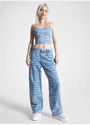 Tommy Jeans Normal Bel Geniş Paça Normal Lacivert Kadın Denim Pantolon DW0DW160481