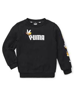 Puma Erkek Çocuk Siyah Sweatshırt 67013101 SMALL WORLD Crew TR Puma B