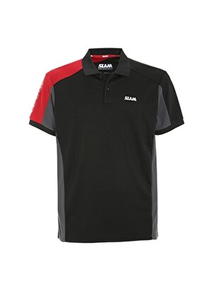 Slam Siyah - Gri - Kırmızı Erkek Polo Yaka Regular Fit T-Shirt A108007S00_ACT LOGO TACTEL 