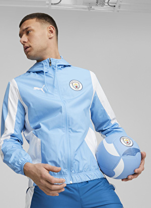 Puma Mavi Erkek Regular Fit Eşofman Üstü 77284601 MCFC Prematch Anthem Jacke 