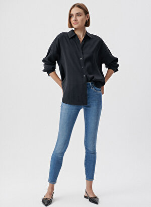 Mavi Yüksek Bel Skinny Paça Skinny Fit Mavi Kadın Denim Pantolon M100328-80978 TESS Mid Blue GLAM