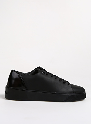 Calvin Klein Siyah Erkek Deri Sneaker LOW TOP LACE UP  INV STITCH