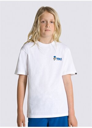 Vans Beyaz Erkek Çocuk Bisiklet Yaka Kısa Kollu Düz T-Shirt VN00088PWHT1 SKULL SLICE SS   