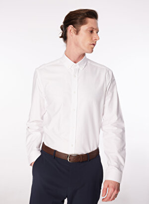 Fabrika Basic Gömlek Yaka Düz Beyaz Erkek Gömlek F4SM-GML 1000
