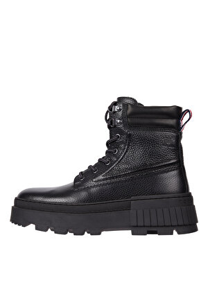 Tommy Hilfiger Deri Siyah Erkek Bot TH ELEVATED CHUNKY W LTH BOOT