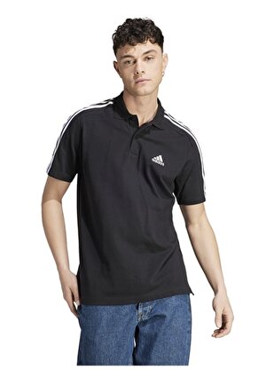 adidas Düz Siyah Erkek Polo T-Shirt IC9310-M 3S PQ PS     BLA