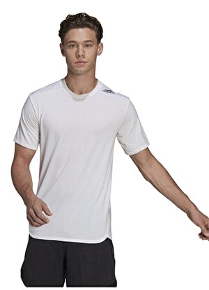 adidas Beyaz Erkek Yuvarlak Yaka Regular Fit T-Shirt HA6363-M D4T TEE           WHI