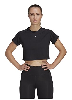adidas Siyah Kadın Yuvarlak Yaka Regular Fit T-Shirt HR7789-TR-ES 3BAR T        BLA  