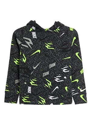 Nike Çocuk Siyah Kapüşonlu Baskılı Sweatshirt 9Q0524-023 RWB TICKER TAPE AOP HOOD 