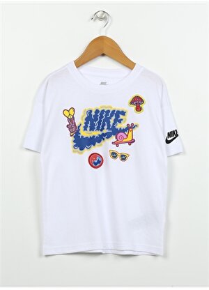 Nike Çocuk Beyaz Bisiklet Yaka Baskılı T-Shirt 86L236-001 NKN YOU DO YOU SS TEE 