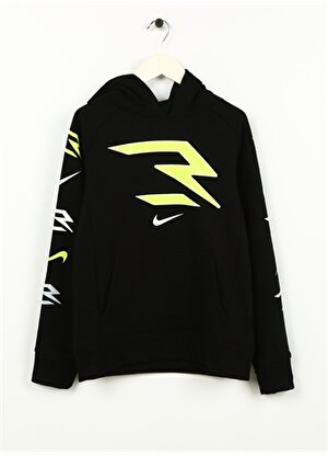 Nike Çocuk Siyah Kapüşonlu Baskılı Sweatshirt 9Q0523-023 RWB TICKER TAPE HOODIE 