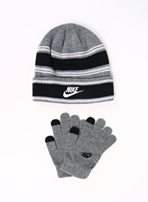 Nike Çocuk Gri Eldiven-Bere Tk 9A3047-G0R NAN MULTI STRIPE BEANIE   