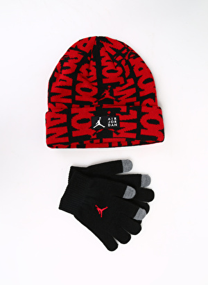 Nike Siyah - Kırmızı Erkek Çocuk Eldiven-Bere Tk 9A0792-KR5 JAN AJ AOP BEANIE SET 