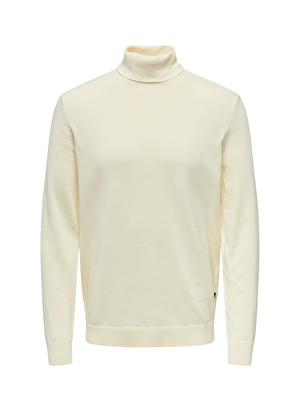 Only & Sons Dik Yaka Normal Düz Koyu Beyaz Erkek Kazak 22014750_ONSALEX 12 ROLL NECK KNIT