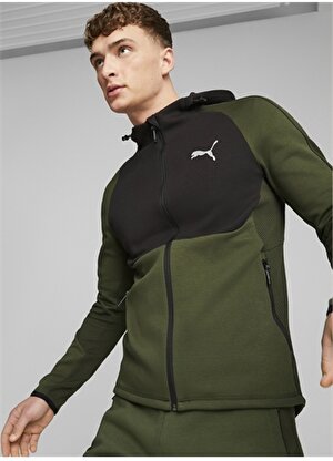 Puma Yeşil Erkek Yuvarlak Yaka Regular Fit  Sweatshirt EVOSTRIPE Full-Zip Hoodie