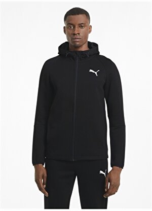 Puma Siyah Erkek Yuvarlak Yaka Regular Fit Sweatshirt 58581201 EVOSTRIPE Core FZ Hoodie  