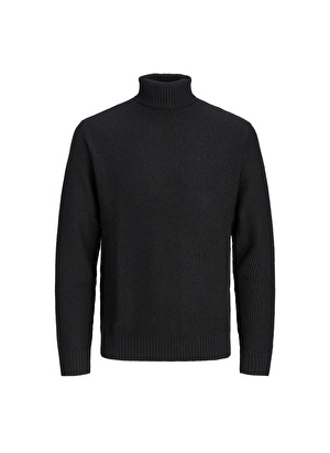 Jack & Jones Dik Yaka Standart Siyah Erkek Kazak 12243119_JORKYLE KNIT ROLL NECK