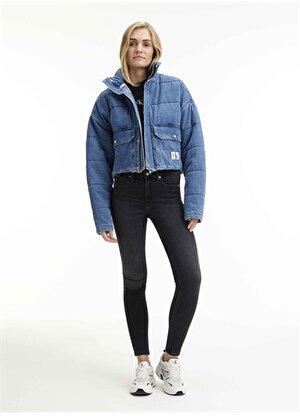 Calvin Klein Jeans Mavi Kadın Dik Yaka Düz Mont J20J221256   