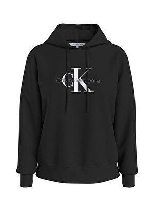 Calvin Klein Jeans Siyah Kadın Kapüşonlu Baskılı Sweatshirt J20J221335   