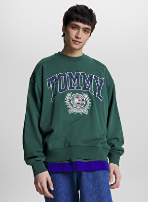 Tommy Jeans Bisiklet Yaka Yeşil Erkek Sweatshırt DM0DM16804L2M