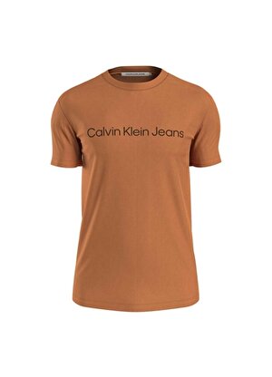 Calvin Klein Jeans Bisiklet Yaka Baskılı Turuncu Erkek T-Shirt J30J322344SEC